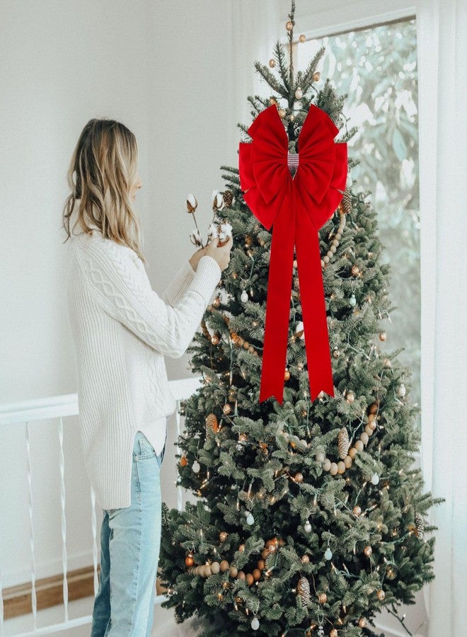 Meseey 36x18 Inches Extra-Large Christmas Tree Topper BowVelvet Ribbon Gift Bows for Christmas Home Decor, Outdoor Indoor Car Decoration (red Velvet, 18 * 36 inch) - Image 3